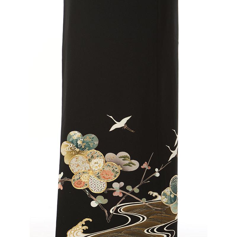 黒留袖|Mサイズ|150〜159cm|7〜13号|正絹|黒留袖フルセット| 黒留袖