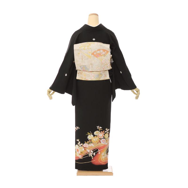 黒留袖|Mサイズ|150〜154cm|7〜13号|正絹|黒留袖フルセット| 黒留袖 4A1192｜e-kimono-rental｜02