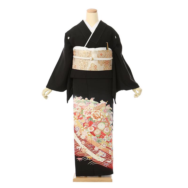 黒留袖|3Lサイズ|160〜165cm|17〜23号|正絹|黒留袖フルセット| 黒留袖
