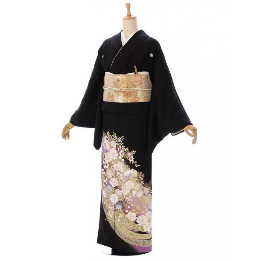 黒留袖|桂由美|薔薇 金彩銀彩 金糸刺繍柄の黒留袖フルセット MT-041