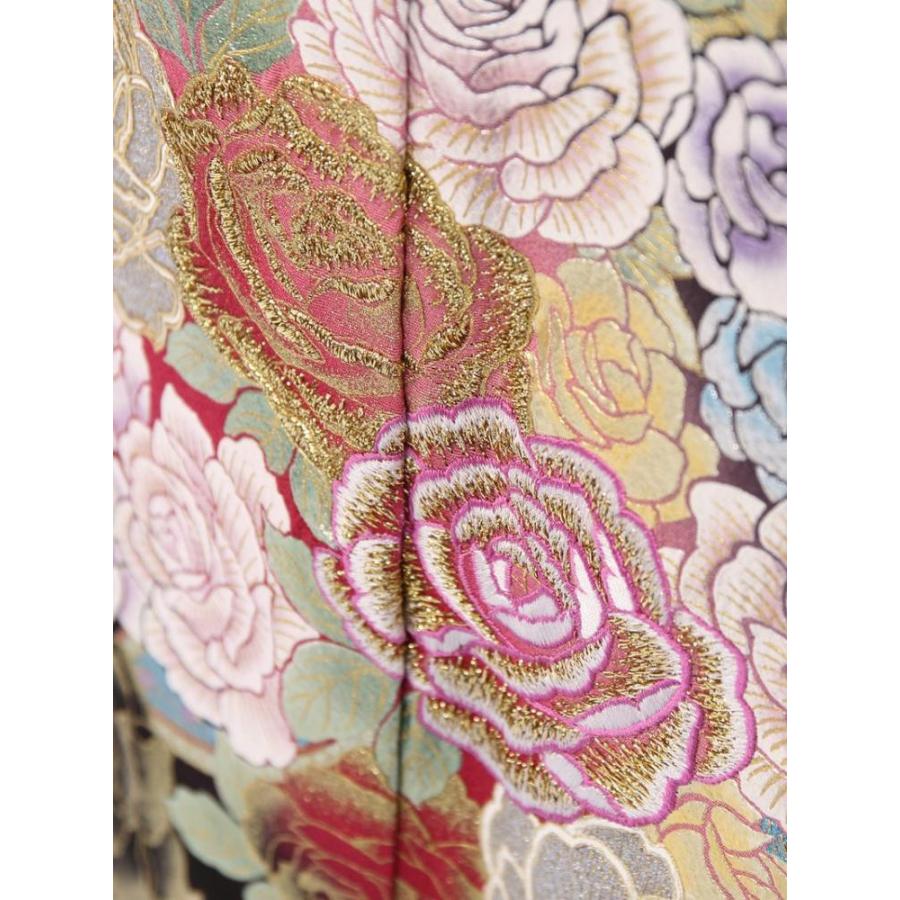黒留袖|桂由美|Mサイズ|薔薇ブーケ 金彩銀彩 金糸刺繍柄の黒留袖フル