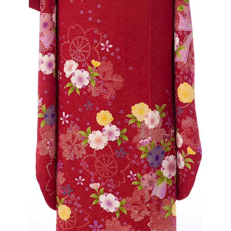 2〜12月】正絹振袖|着物レンタル|裄長|158〜168cm|振袖フルセット(赤系