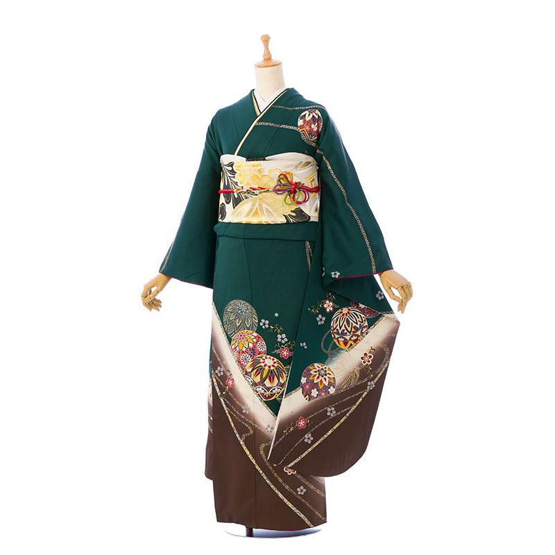 2〜12月】正絹振袖|着物レンタル|153〜165cm|振袖フルセット(グリーン