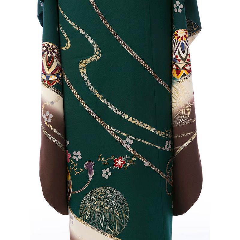 2〜12月】正絹振袖|着物レンタル|153〜165cm|振袖フルセット(グリーン