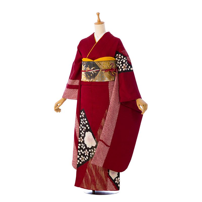 2〜12月】正絹振袖|着物レンタル|150〜160cm|振袖フルセット(赤系 