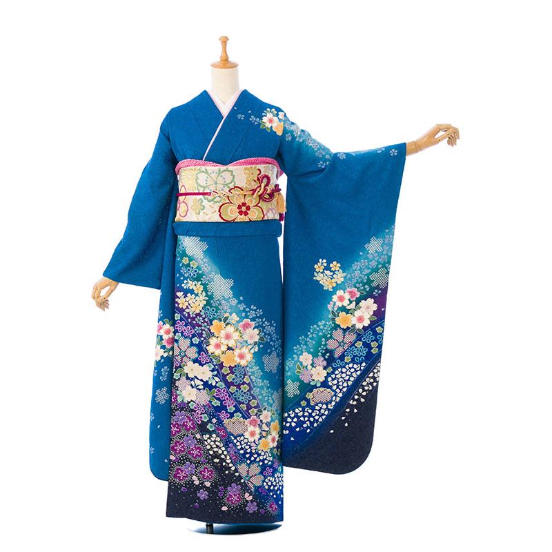 2〜12月】正絹振袖|着物レンタル|158〜170cm|振袖フルセット(青系