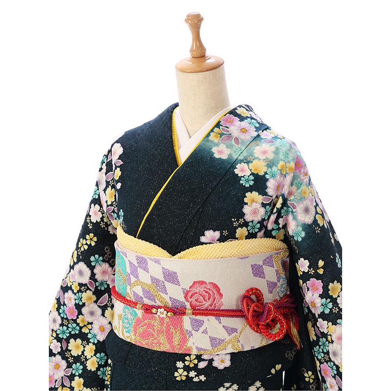 振袖レンタル（2月〜12月）150〜160cm 深緑地ラメ 結婚式 成人式 結納