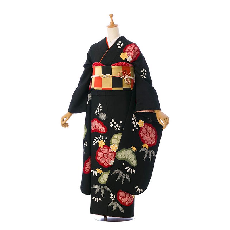 2〜12月】正絹振袖|着物レンタル|153〜165cm|振袖フルセット(黒系