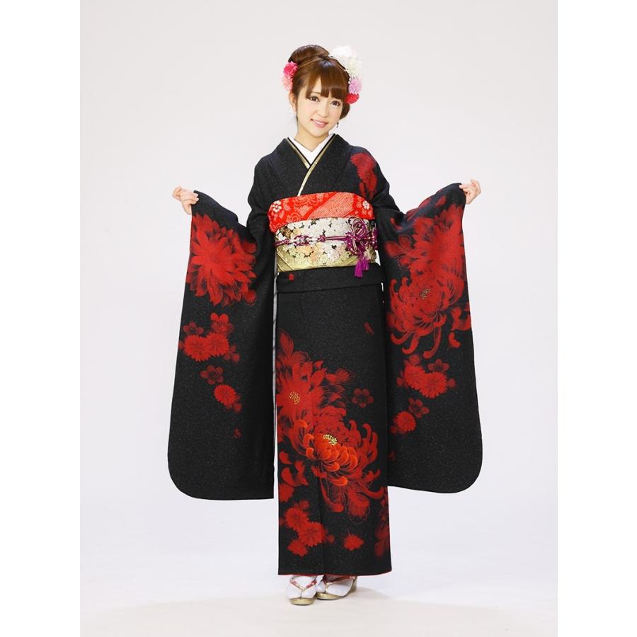 振袖レンタル 2月 12月 5ｓ568 黒地 結婚式 成人式 結納 卒業式 レンタル着物 振袖 貸衣装 フルセット 小物一式つき 振り袖 往復送料無料 新品足袋プレゼント Hac5s568fs E きものレンタル Yahoo 店 通販 Yahoo ショッピング