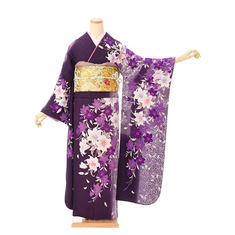 2〜12月】正絹振袖|着物レンタル|153〜165cm|振袖フルセット(紫系 