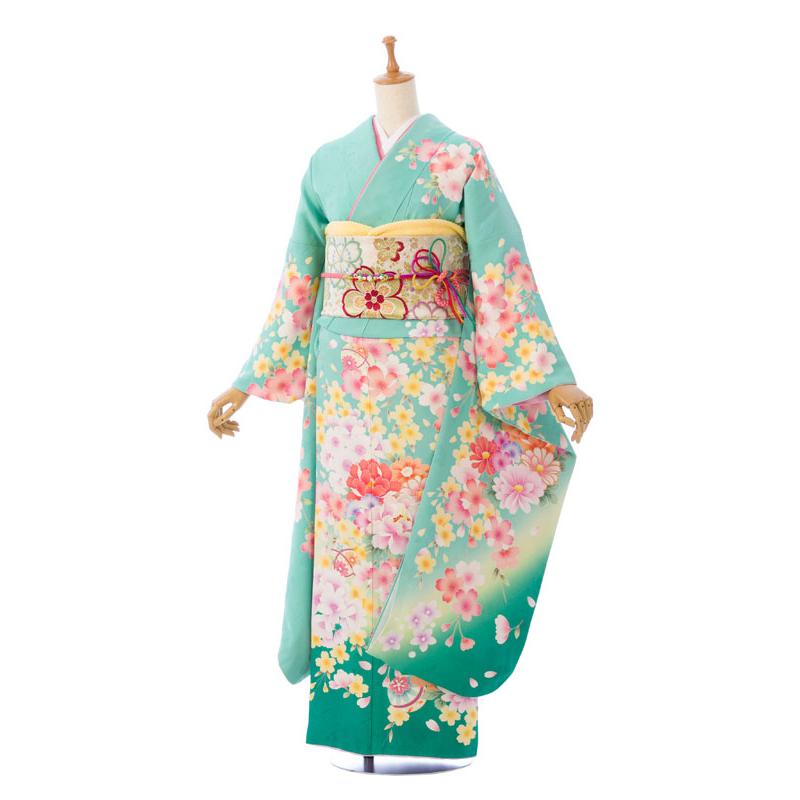 振袖 フルセット グリーン 正絹