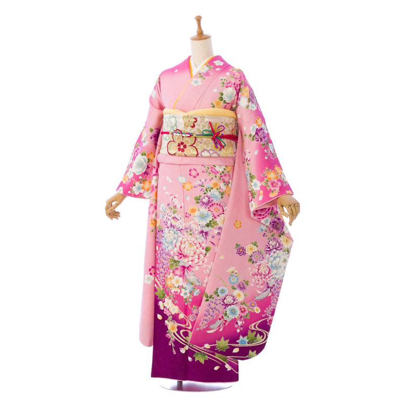 正絹振袖5 Mサイズ⭐︎2/28までに出品 2〜12月】正絹振袖|着物レンタル|153〜165cm|振袖フルセット(ピンク系