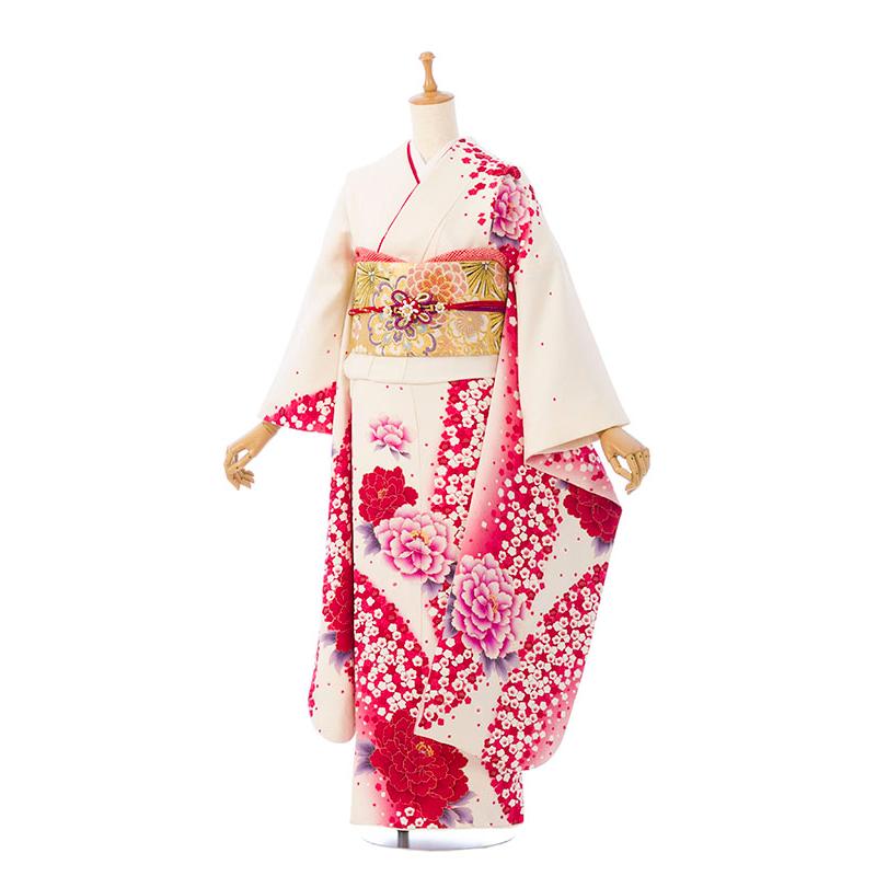 2〜12月】正絹振袖|着物レンタル|150〜160cm|振袖フルセット(白系 