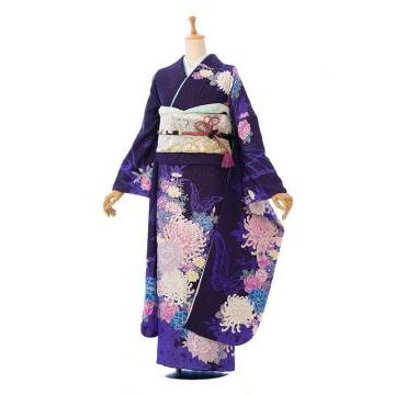 トールサイズ|正絹|163〜173cm|振袖フルセット(紺系)|大きいサイズ  