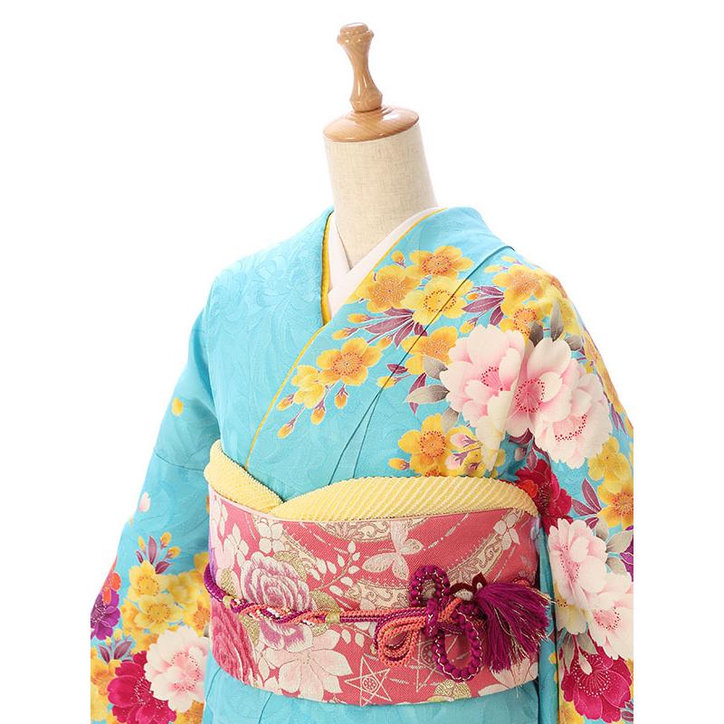 2〜12月】正絹振袖|着物レンタル|153〜163cm|振袖フルセット(水色系
