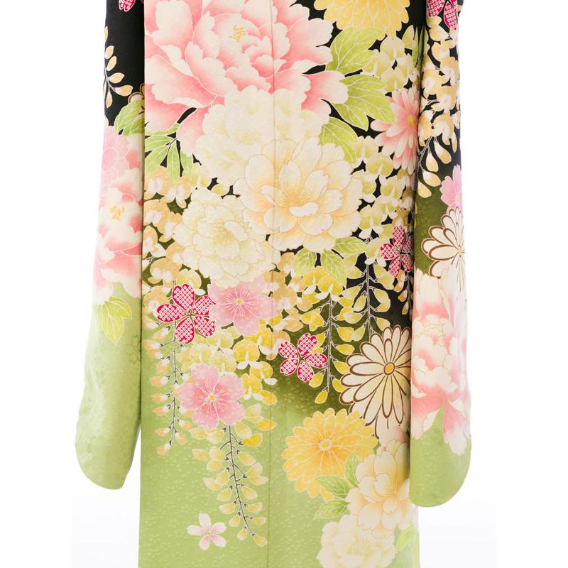 2〜12月】正絹振袖|着物レンタル|裄長|158〜168cm|振袖フルセット(黒系