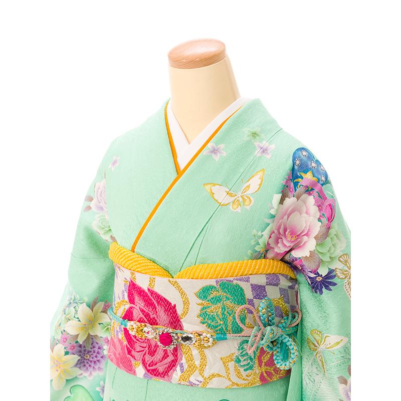 2〜12月】正絹振袖|着物レンタル|153〜165cm|振袖フルセット(グリーン