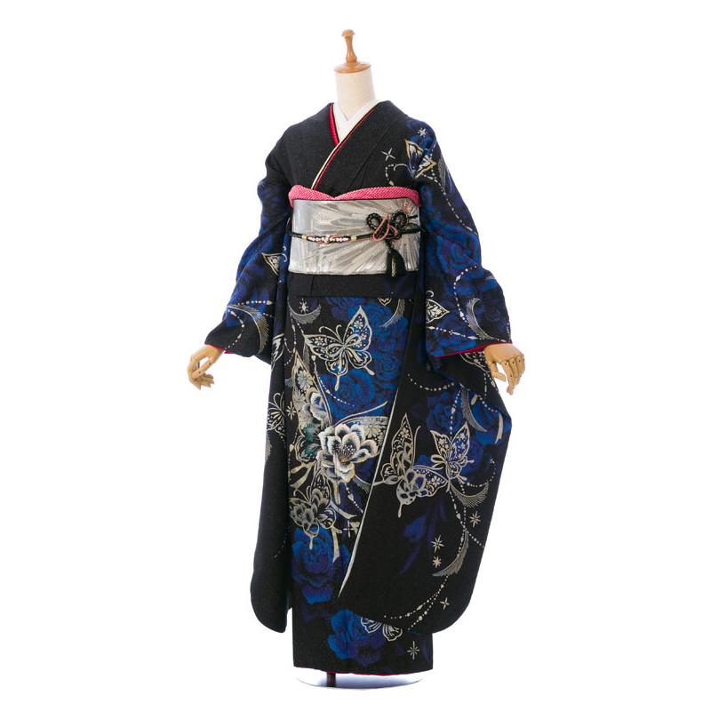 着物 正絹 振袖 2〜12月】正絹振袖|着物レンタル|163〜172cm|振袖フルセット(黒系