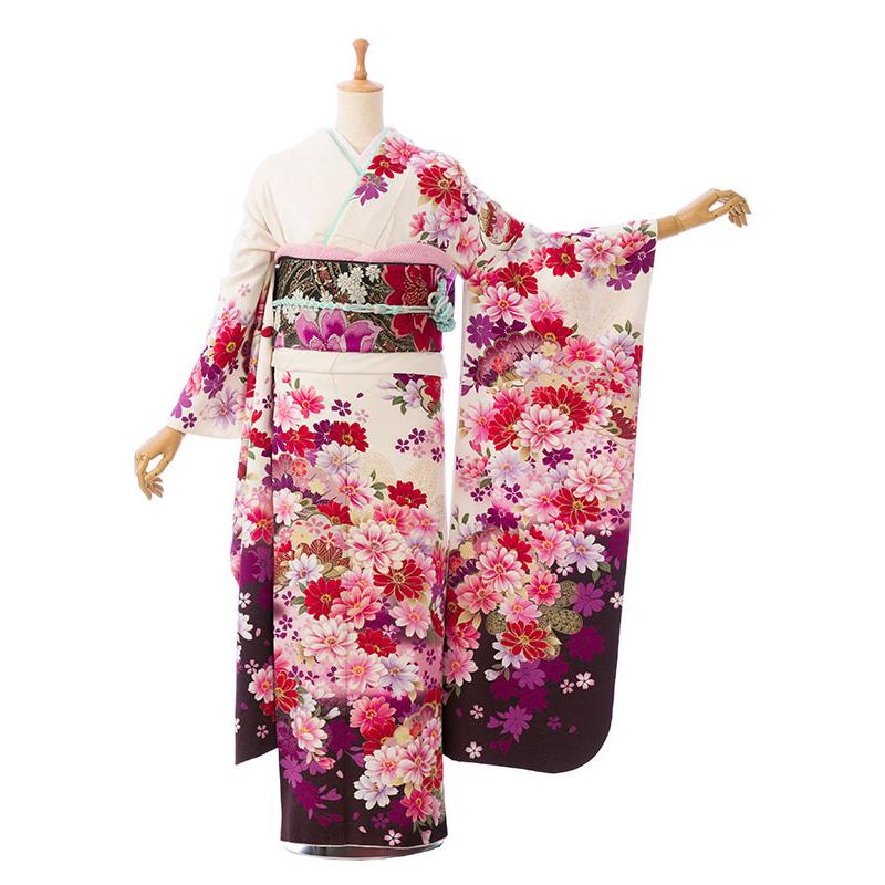 2月〜12月】正絹|振袖フルセット(白系)|大きいサイズ(トール)|160
