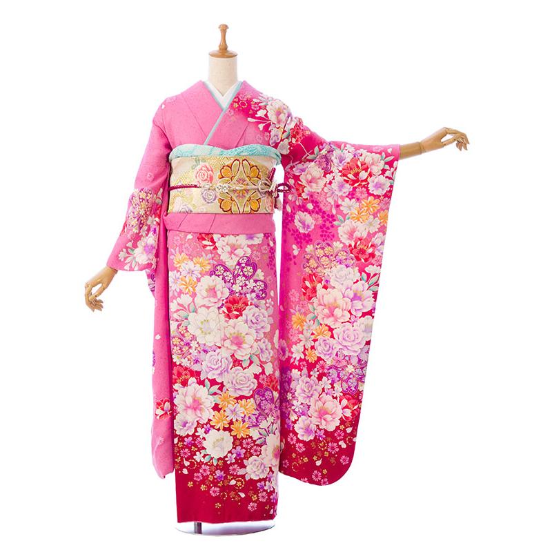 2〜12月】正絹振袖|着物レンタル|153〜165cm|振袖フルセット(ピンク系