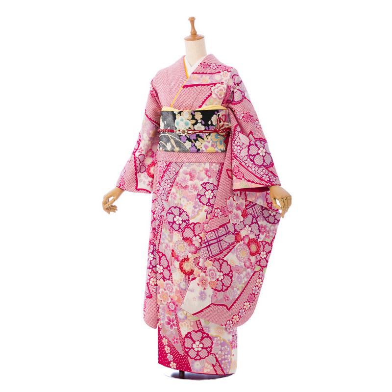 2〜12月】正絹振袖|着物レンタル|153〜165cm|振袖フルセット(赤系