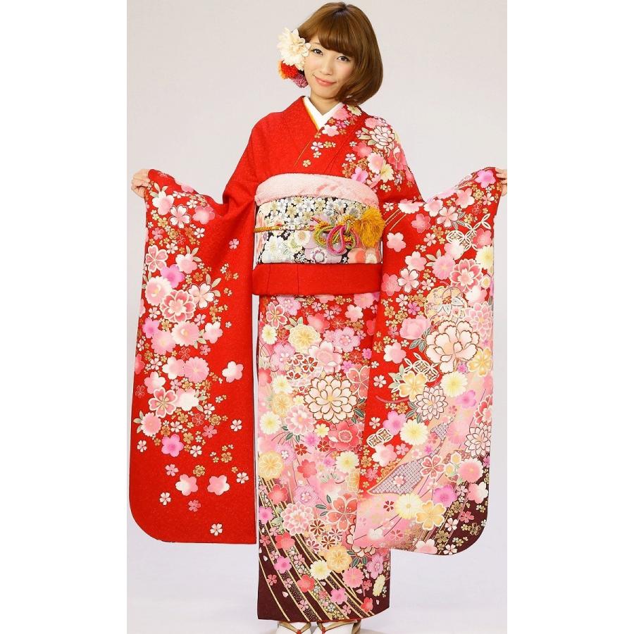 振袖レンタル（2月〜12月）赤ラメ地 結婚式 成人式 結納 卒業