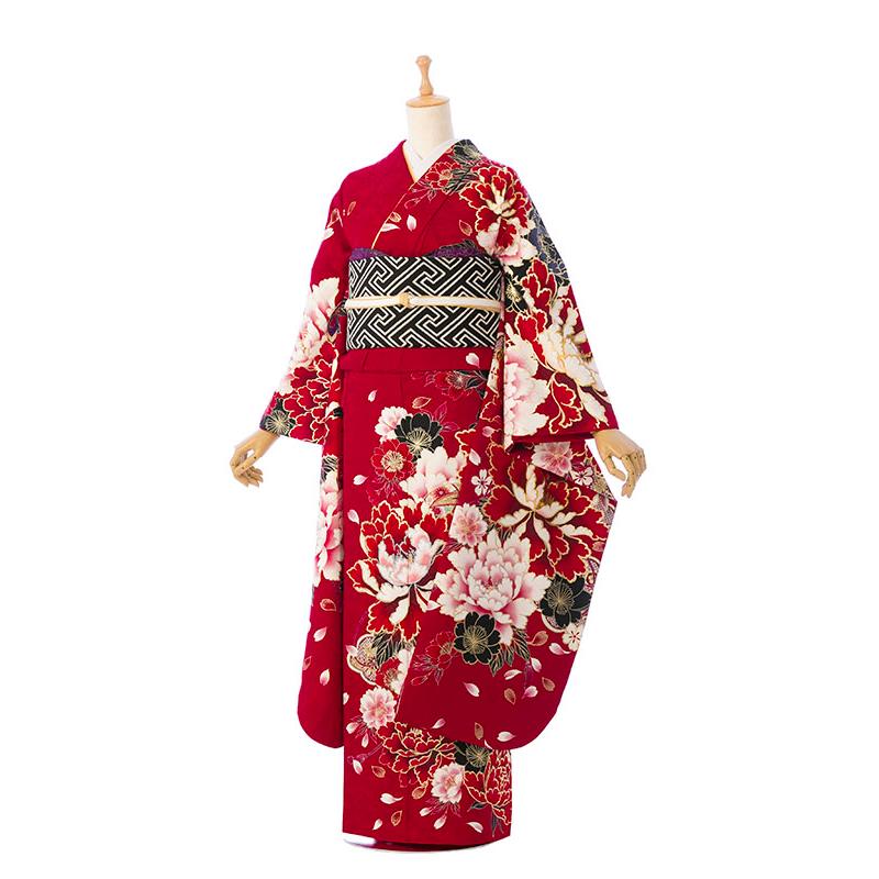 2〜12月】正絹振袖|着物レンタル|153〜165cm|振袖フルセット(赤系