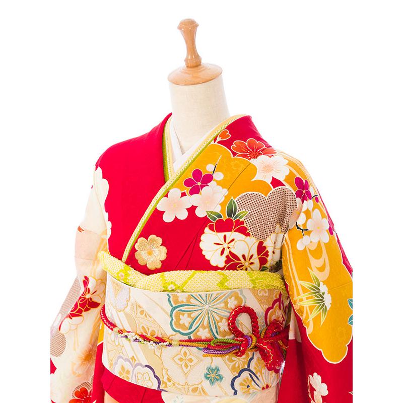 2〜12月】正絹振袖|着物レンタル|裄長|158〜168cm|振袖フルセット(赤系