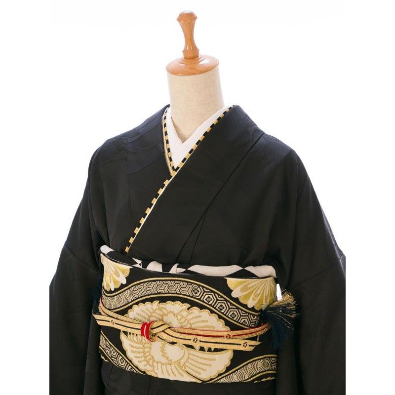 2月〜12月【振袖レンタル】黒地 カサブランカ模様|普通サイズ 結婚式