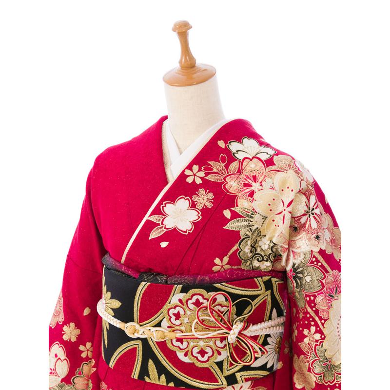 2〜12月】正絹振袖|着物レンタル|裄長|158〜168cm|振袖フルセット(赤系