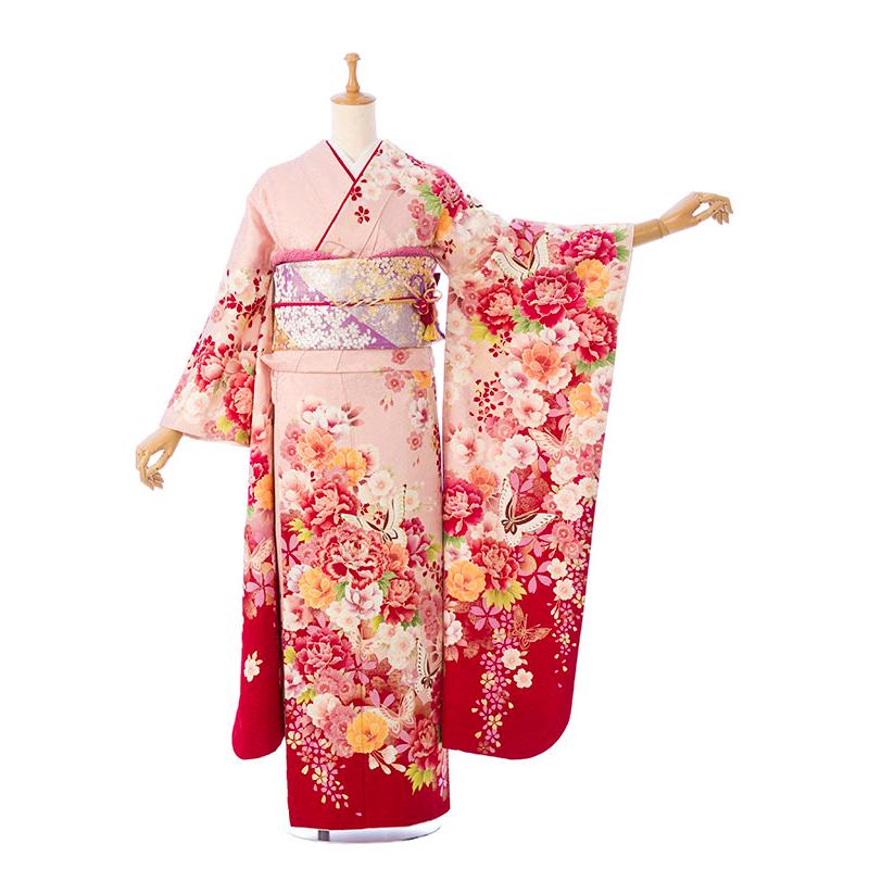 2〜12月】正絹振袖|着物レンタル|155〜165cm|振袖フルセット(ピンク系