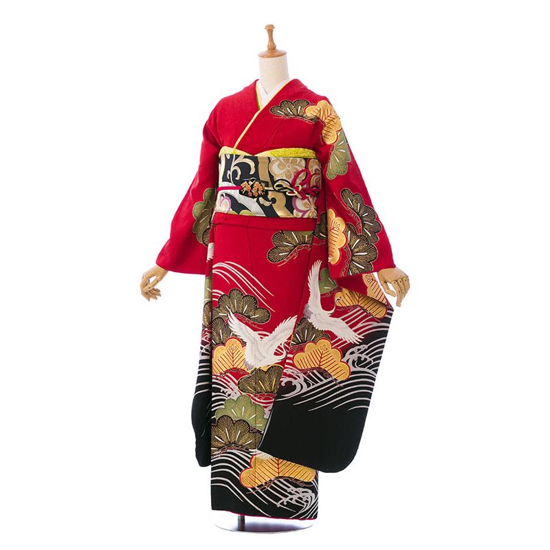 振袖 身長161-176cm 赤 正絹 2〜12月】正絹振袖|着物レンタル|裄長|158〜168cm|振袖フルセット(赤系