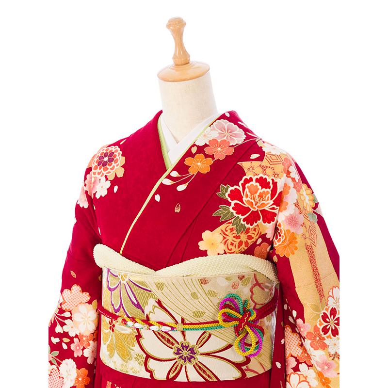 2〜12月】正絹振袖|着物レンタル|153〜165cm|振袖フルセット(赤系