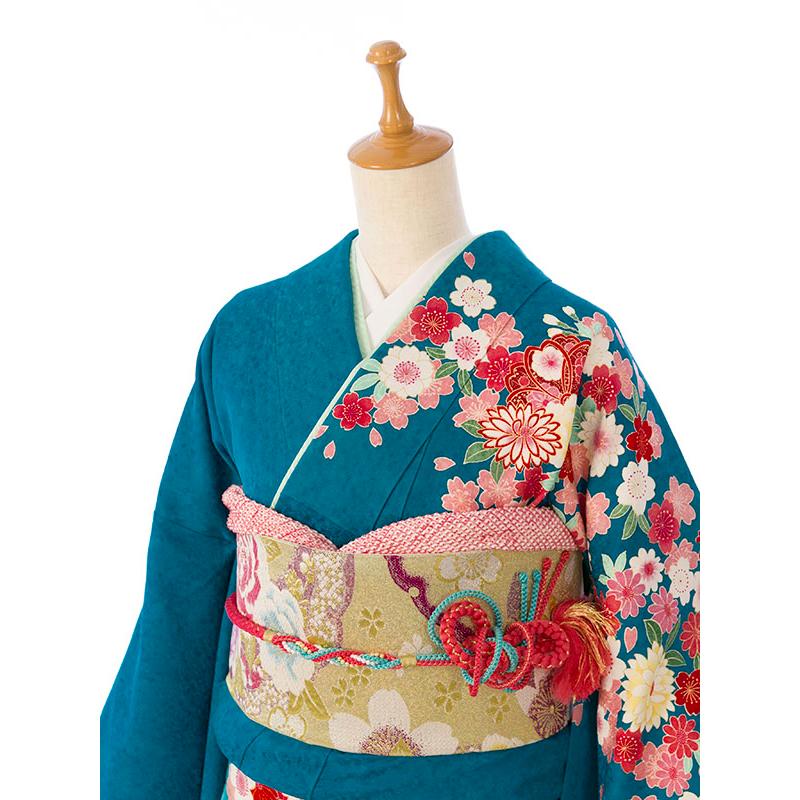 2〜12月】正絹振袖|着物レンタル|153〜165cm|振袖フルセット(緑 2〜12月】正絹振袖|着物レンタル|153〜165cm|振袖フルセット(緑