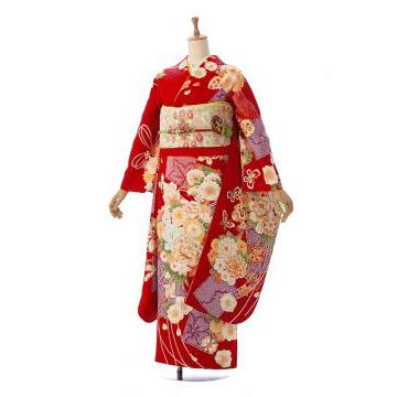 2〜12月】正絹振袖|着物レンタル|15号対応|振袖フルセット(赤系)|普通 