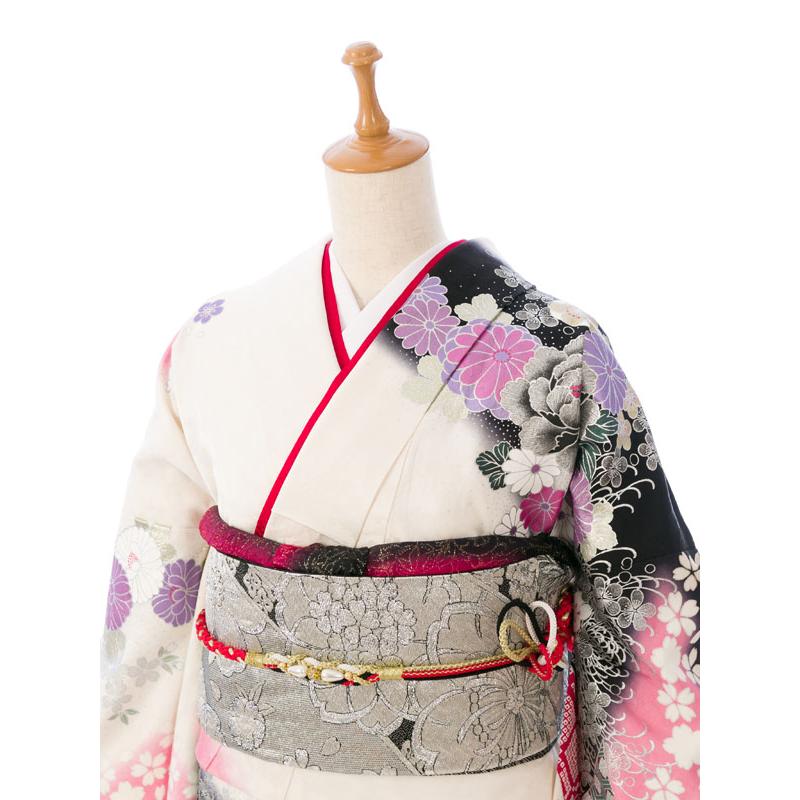 桂由美|正絹振袖|155〜168cm|振袖フルセット(白系)|普通サイズ【2〜12 