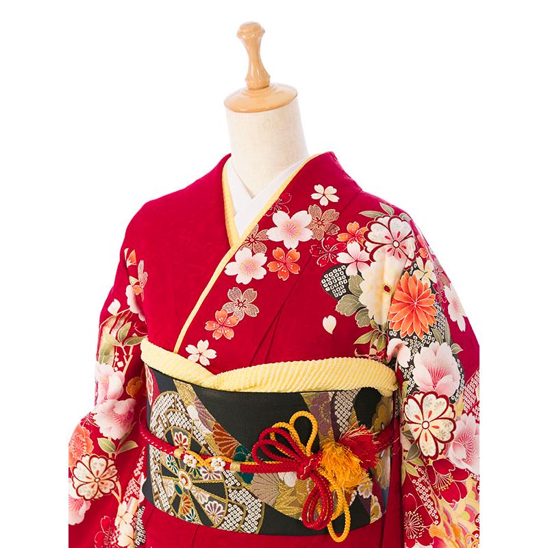 【157~165センチぐらいの方が適応サイズ】振袖フルセット 2〜12月】正絹振袖|着物レンタル|155〜165cm|振袖フルセット(赤系