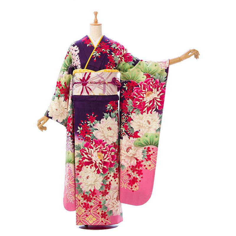 2〜12月】正絹|着物レンタル|153〜165cm|振袖フルセット(パープル系