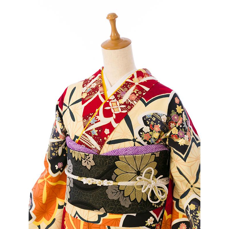 2〜12月】正絹振袖|着物レンタル|155〜165cm|振袖フルセット(赤系