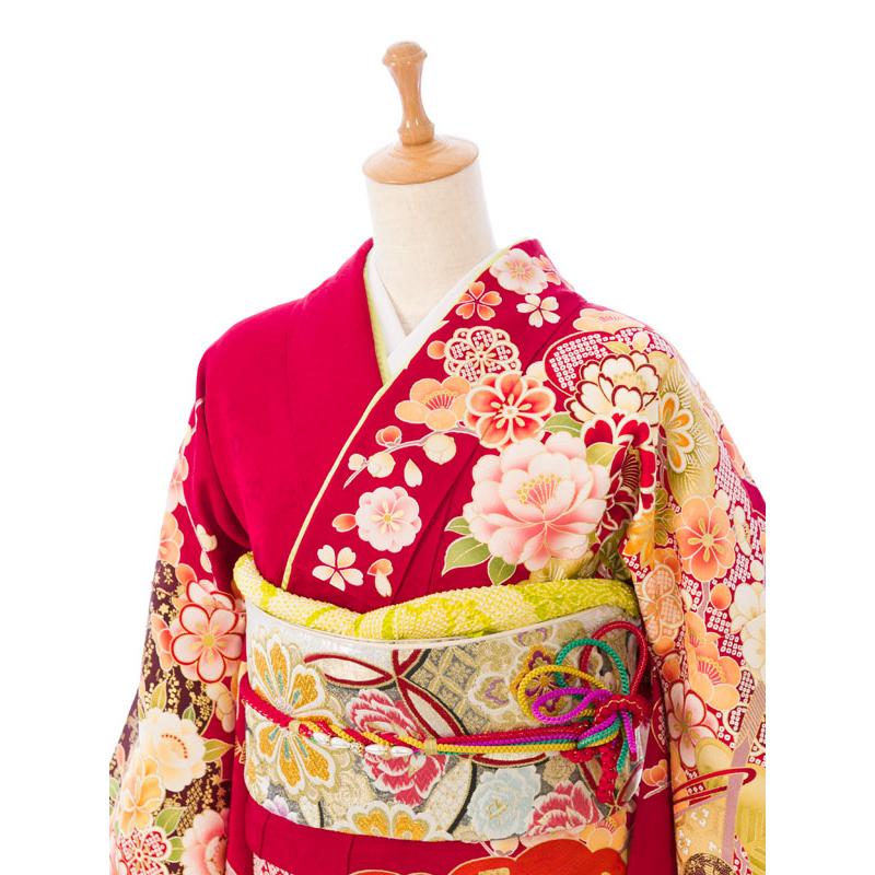 2〜12月】正絹振袖|着物レンタル|160〜172cm|振袖フルセット(赤系
