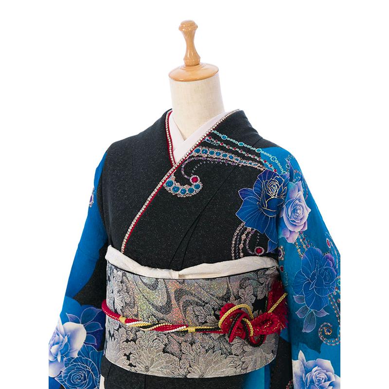 2〜12月】正絹振袖|着物レンタル|155〜165cm|振袖フルセット(ブルー系