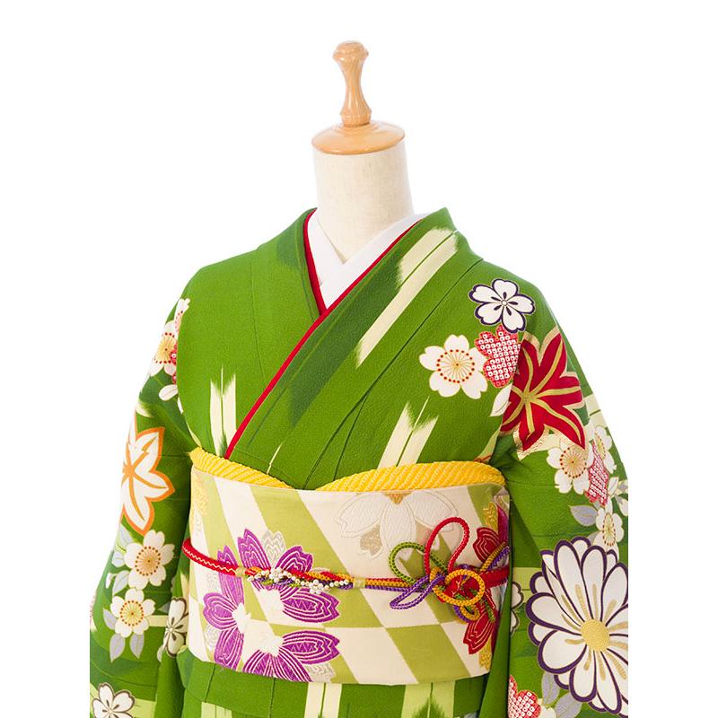 2〜12月】正絹振袖|着物レンタル|150〜160cm|振袖フルセット(緑系