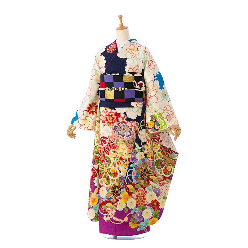 2〜12月】正絹振袖|着物レンタル|163〜173cm|振袖フルセット(青系