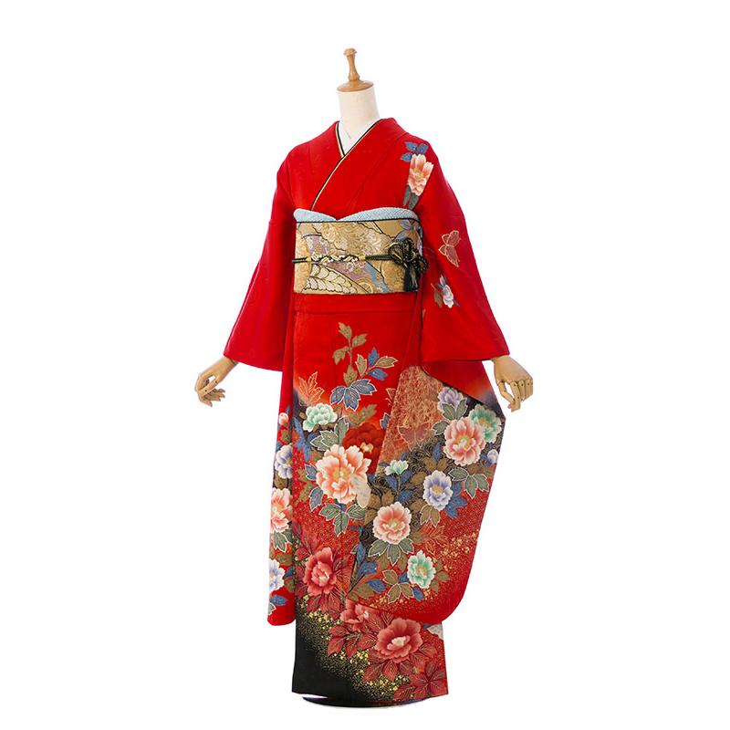 2〜12月】正絹振袖|着物レンタル|153〜163cm|振袖フルセット(赤系