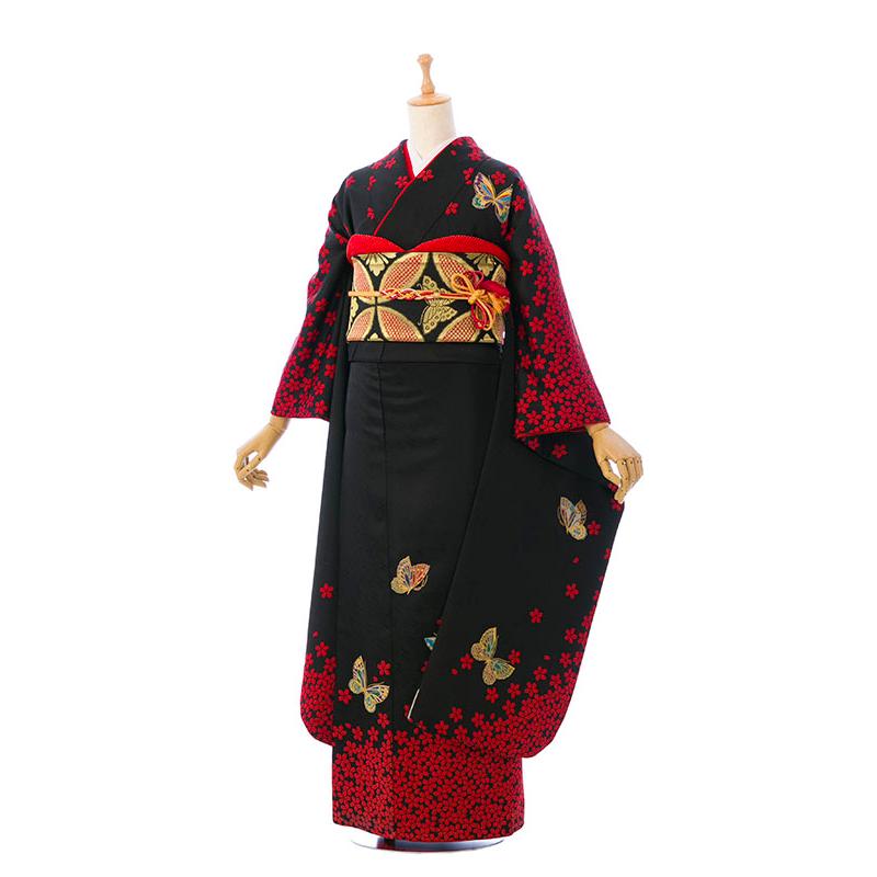 2〜12月】正絹振袖|着物レンタル|150〜160cm|7~9号|振袖フルセット(黒