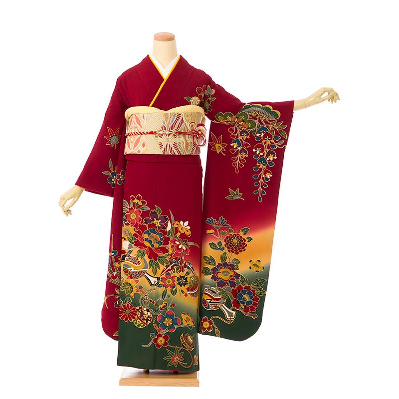 145~155cmぐらいの方が適応サイズ　振袖フルセット 2〜12月】正絹振袖|着物レンタル|145〜155cm|振袖フルセット(赤系