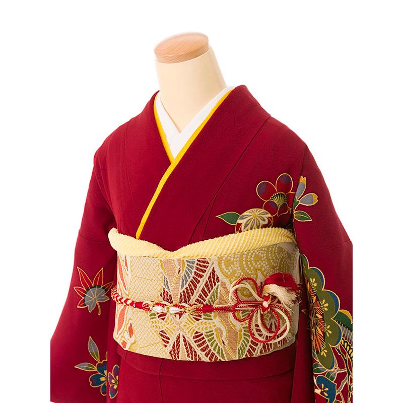 2〜12月】正絹振袖|着物レンタル|145〜155cm|振袖フルセット(赤系