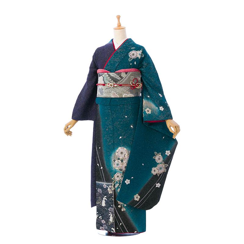 ≪即着用可能≫ 振袖 正絹フルセット 155cm~165cmの方用【936】 2〜12月】正絹振袖|着物レンタル|155〜165cm|振袖フルセット(ブルー系