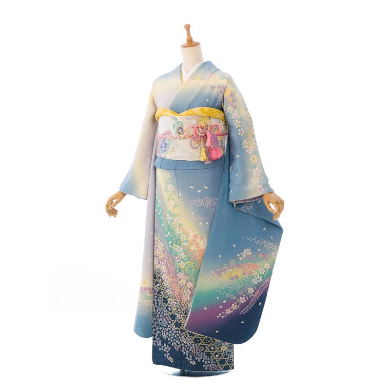 レンタル】正絹振袖|着物レンタル|153〜165cm|振袖フルセット(ブルー系