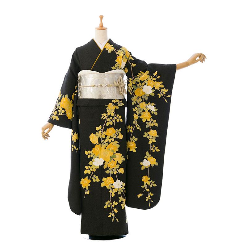 2〜12月】正絹振袖|着物レンタル|153〜165cm|振袖フルセット(黒系